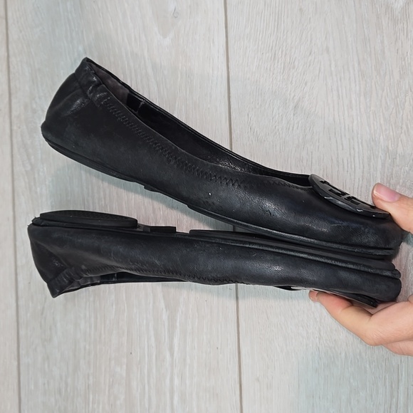 Tory Burch Women Minnie Logo Black Leather Ballet Flats Shoes Sz 7 - Picture 13 of 15